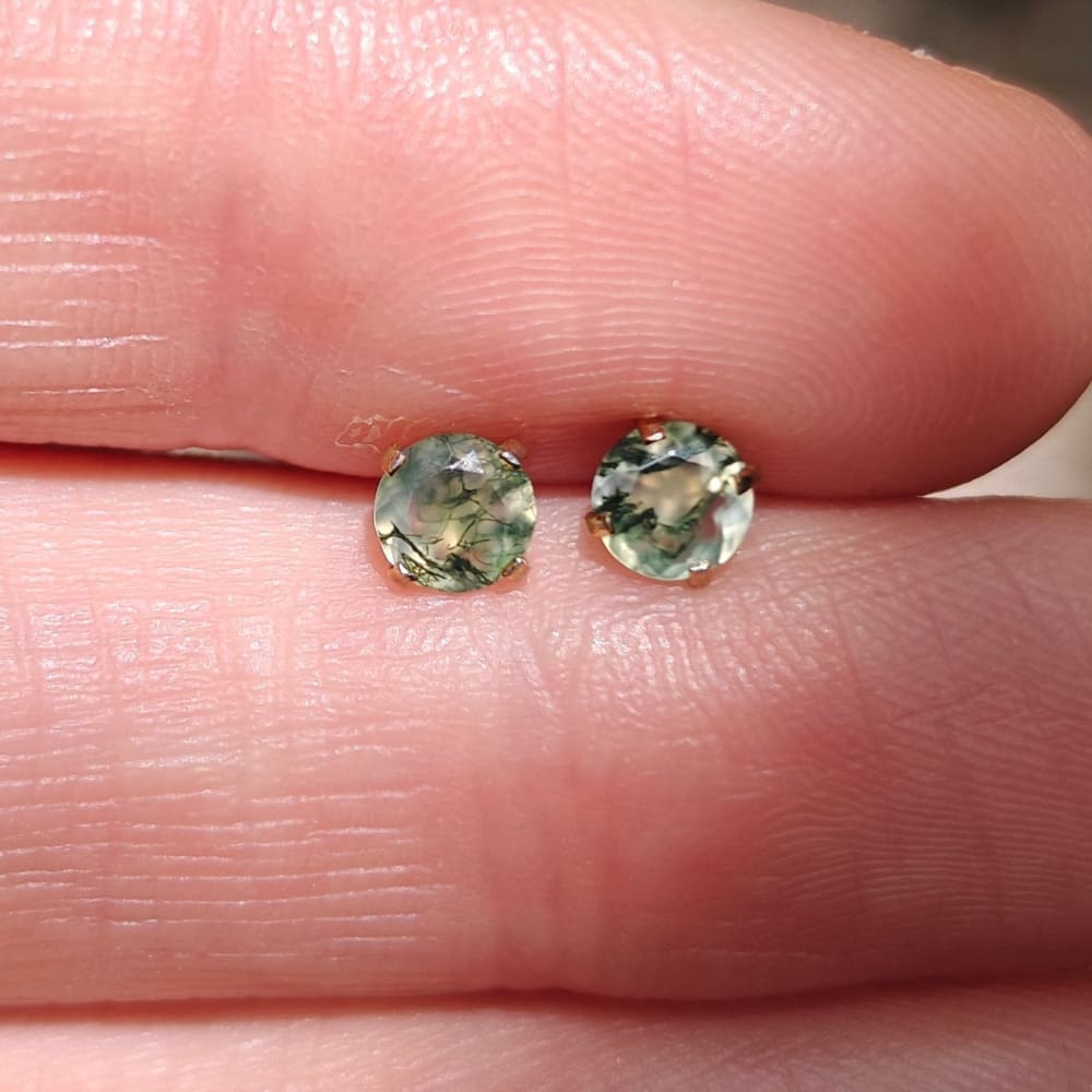 Moss Agate Stud Earrings Earrings Handmade Handcrafted