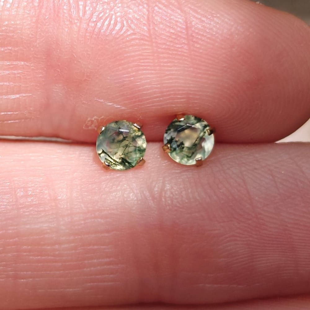 Moss Agate Stud Earrings Earrings Handmade Handcrafted