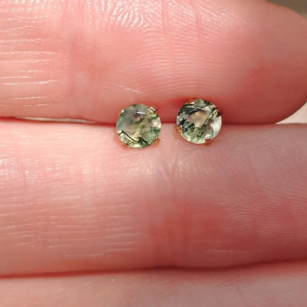 Moss Agate Stud Earrings Earrings Handmade Handcrafted