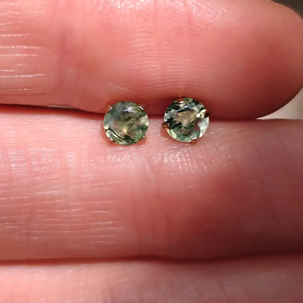 Moss Agate Stud Earrings Earrings Handmade Handcrafted