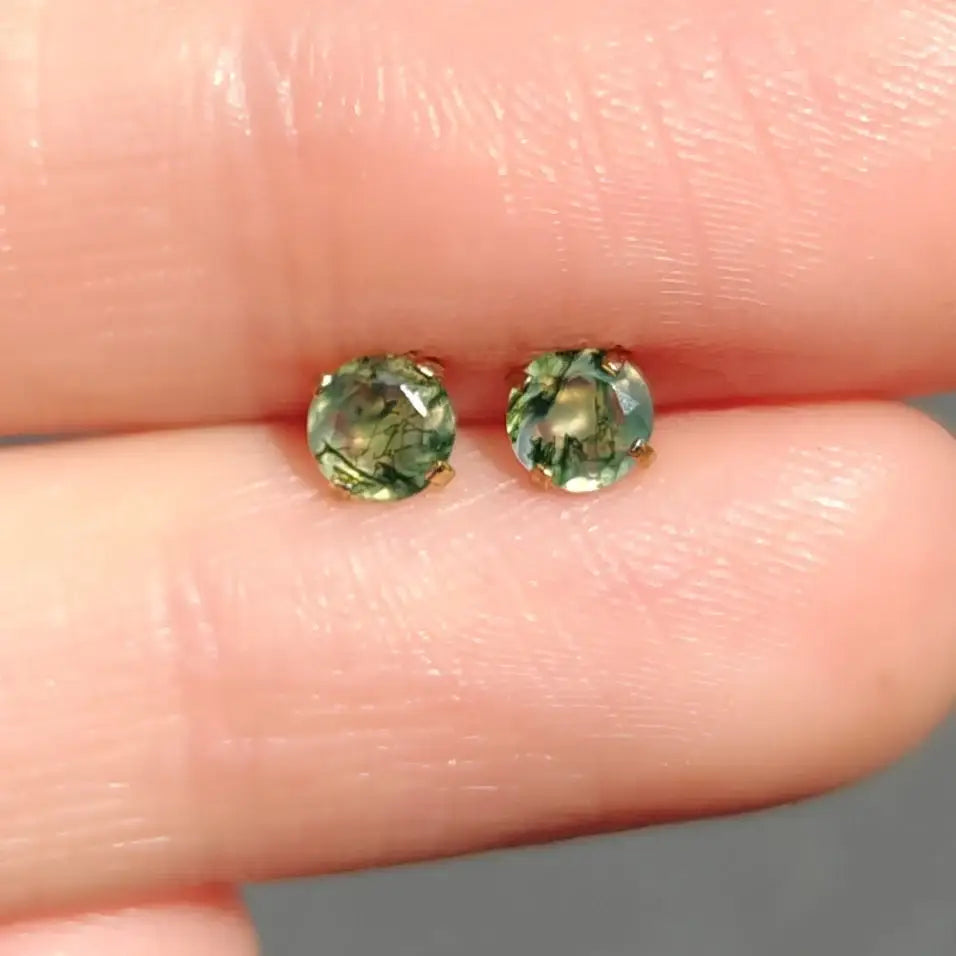 Moss Agate Stud Earrings Earrings Handmade Handcrafted