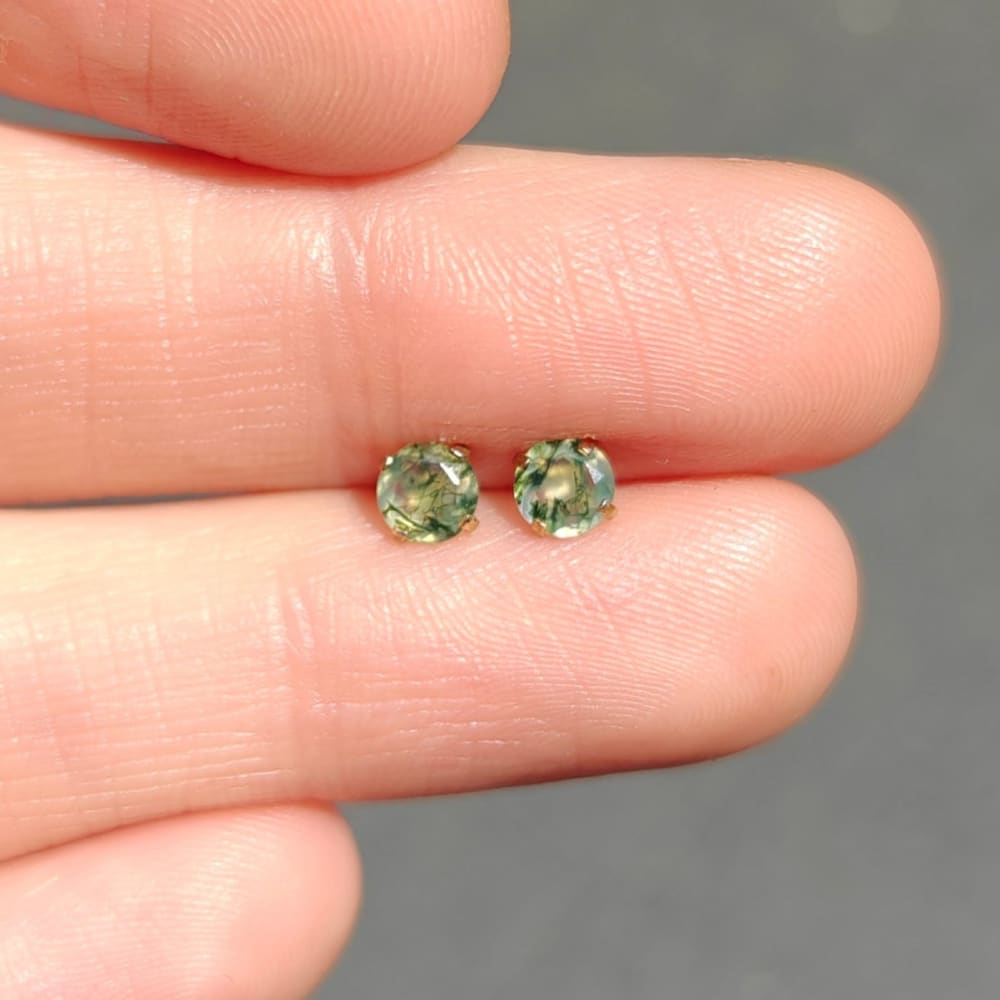 Moss Agate Stud Earrings Earrings Handmade Handcrafted