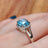 Natural Aquamarine Halo Double Band Ring Rings Handmade Handcrafted