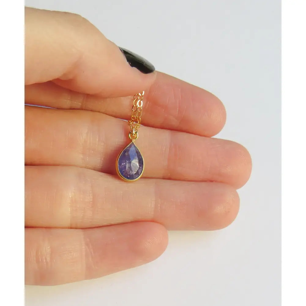 Natural Bezel Teardrop Tanzanite Necklace Necklaces Handmade Handcrafted