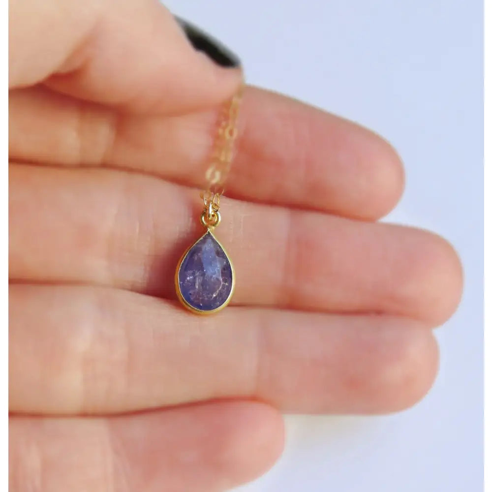 Natural Bezel Teardrop Tanzanite Necklace Necklaces Handmade Handcrafted