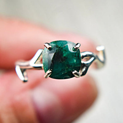 Natural Emerald Branch Ring Rings Handmade Handcrafted