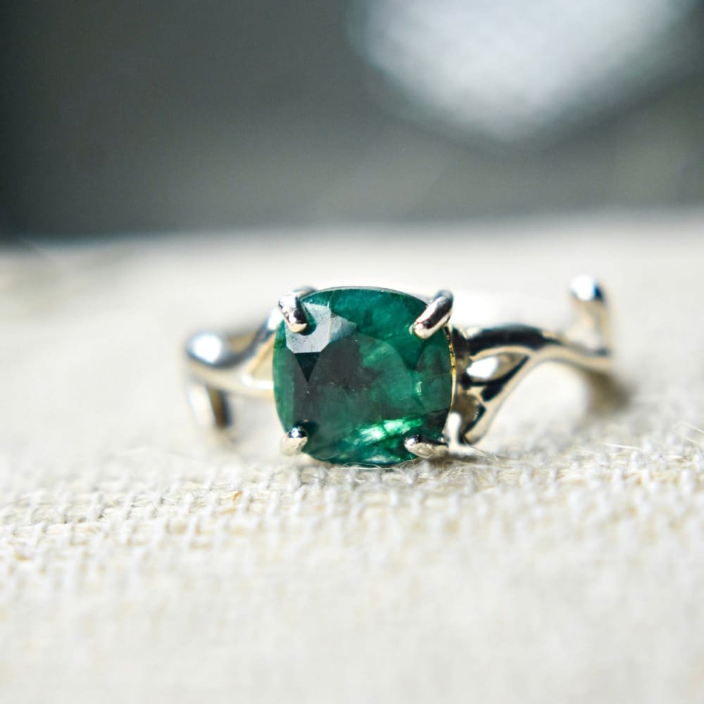 Natural Emerald Branch Ring Rings Handmade Handcrafted