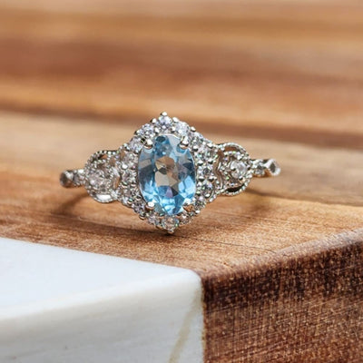 Natural Oval Vintage Aquamarine Ring Rings Handmade Handcrafted