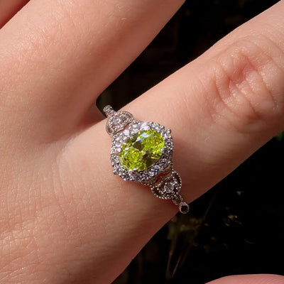 Natural Oval Vintage Peridot Ring Rings Handmade Handcrafted