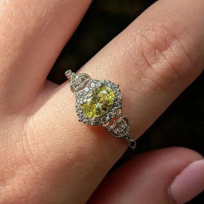 Natural Oval Vintage Peridot Ring Rings Handmade Handcrafted