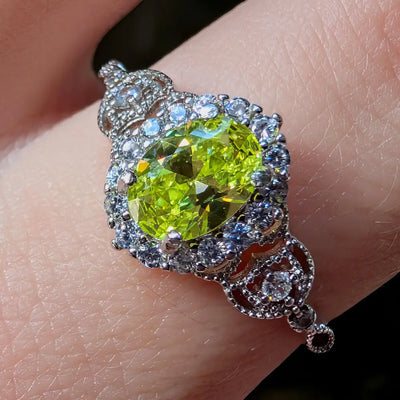 Natural Oval Vintage Peridot Ring Rings Handmade Handcrafted