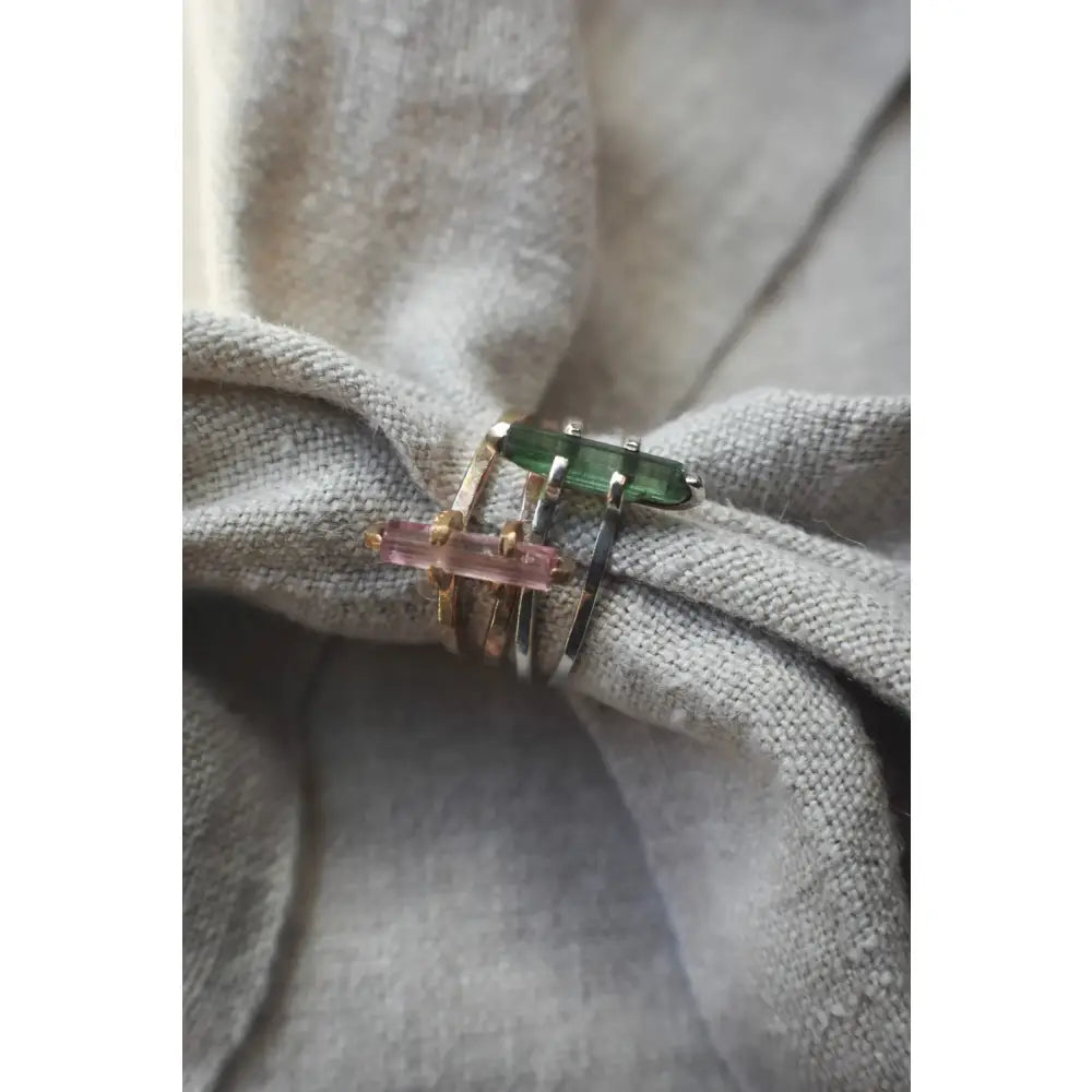 Natural Tourmaline Rod Ring Rings Handmade Handcrafted