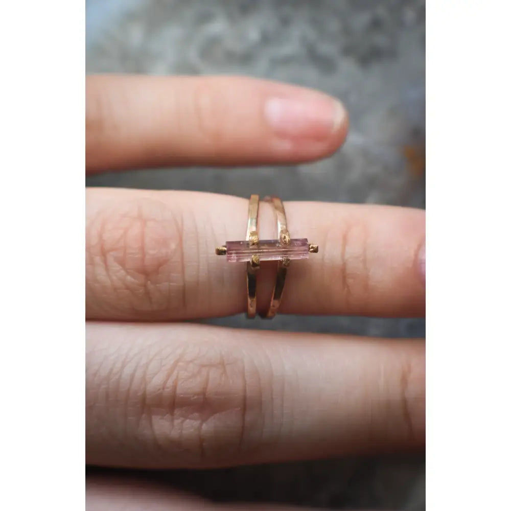 Natural Tourmaline Rod Ring Rings Handmade Handcrafted