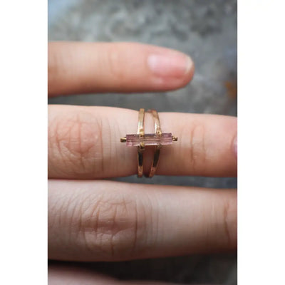 Natural Tourmaline Rod Ring Rings Handmade Handcrafted