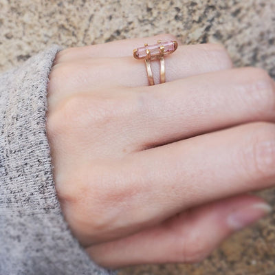 Natural Tourmaline Rod Ring Rings Handmade Handcrafted