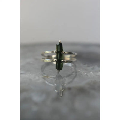 Natural Tourmaline Rod Ring Rings Handmade Handcrafted