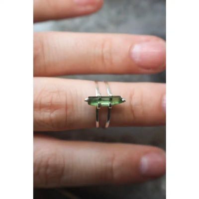 Natural Tourmaline Rod Ring Rings Handmade Handcrafted