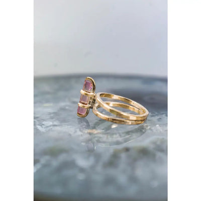 Natural Tourmaline Rod Ring Rings Handmade Handcrafted