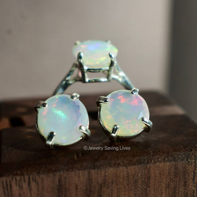 Natural Welo Opal Stud Earrings Earrings Handmade Handcrafted