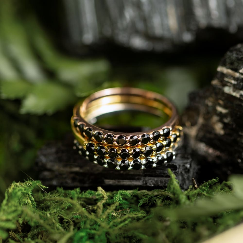 Onyx Half Eternity Band Rings Handmade Handcrafted