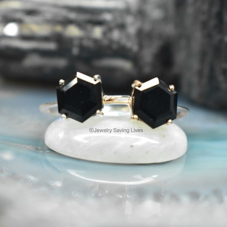 Onyx Hexagon Ring Rings Handmade Handcrafted