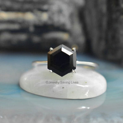 Onyx Hexagon Ring Rings Handmade Handcrafted