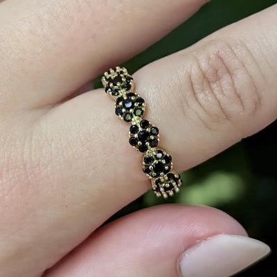Onyx Round Half Eternity Band Rings Handmade Handcrafted