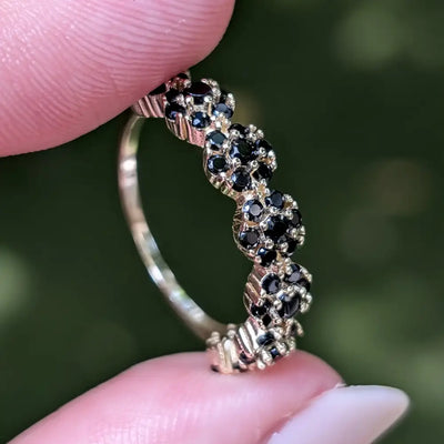 Onyx Round Half Eternity Band Rings Handmade Handcrafted