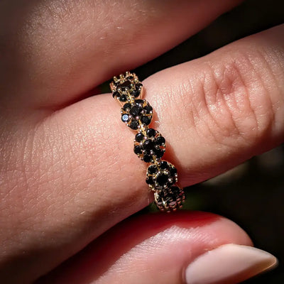 Onyx Round Half Eternity Band Rings Handmade Handcrafted
