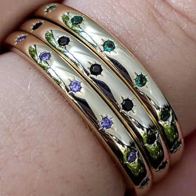 Onyx Star Half Eternity Band Rings Handmade Handcrafted