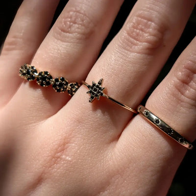 Onyx Star Half Eternity Band Rings Handmade Handcrafted