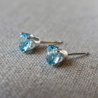 Oval Aquamarine Stud Earrings Earrings Handmade Handcrafted