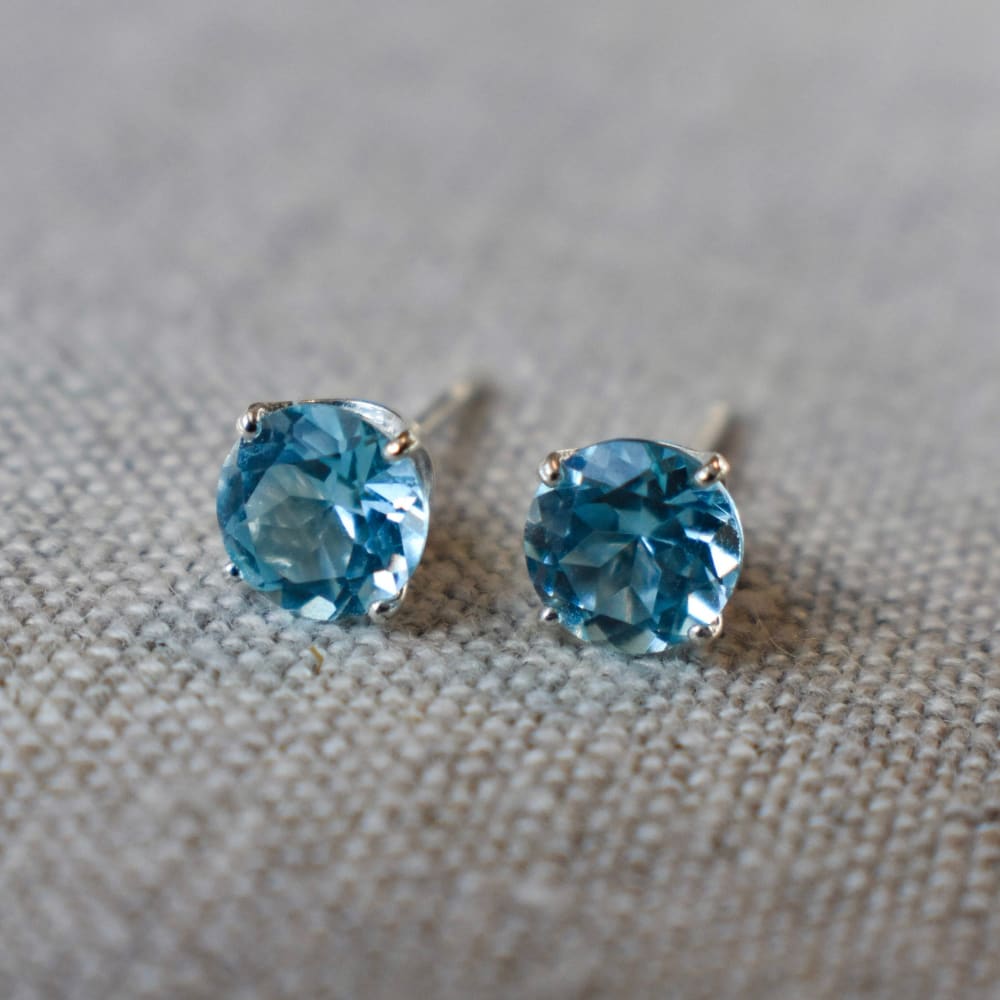 Oval Aquamarine Stud Earrings Earrings Handmade Handcrafted