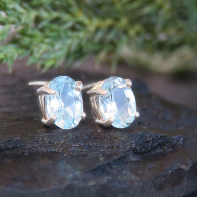 Oval Aquamarine Stud Earrings Earrings Handmade Handcrafted