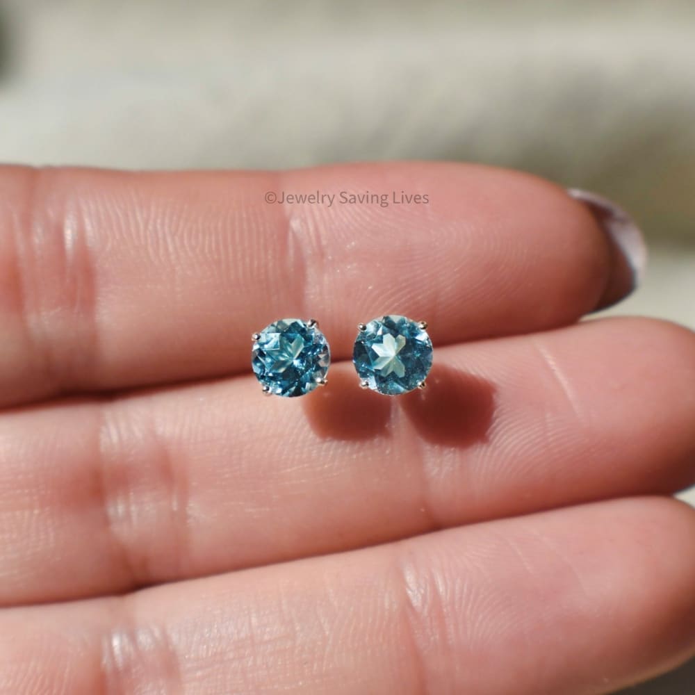 Oval Aquamarine Stud Earrings Earrings Handmade Handcrafted