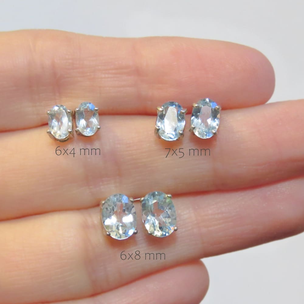 Oval Aquamarine Stud Earrings Earrings Handmade Handcrafted