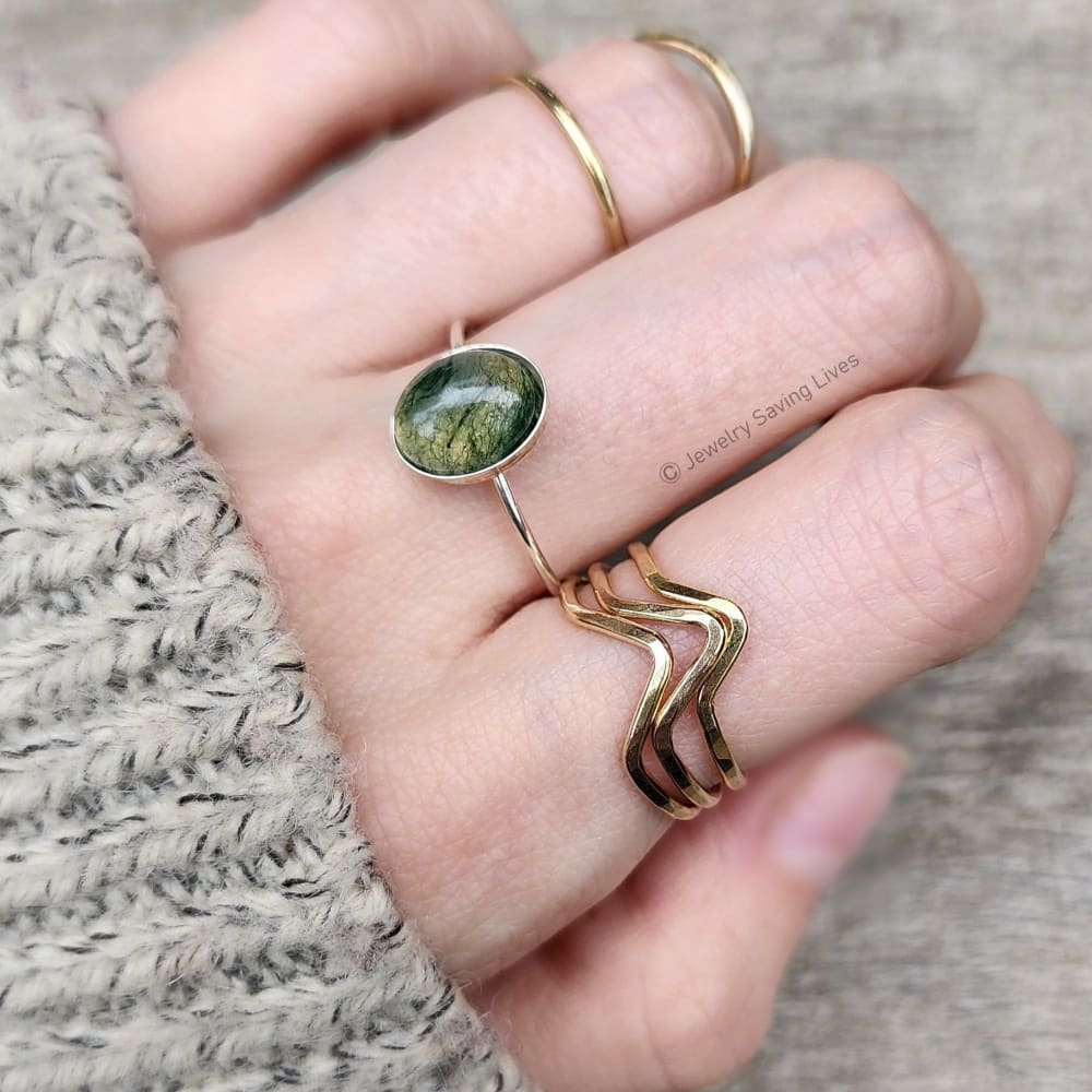 Oval Bezel Moss Agate Ring Rings Handmade Handcrafted