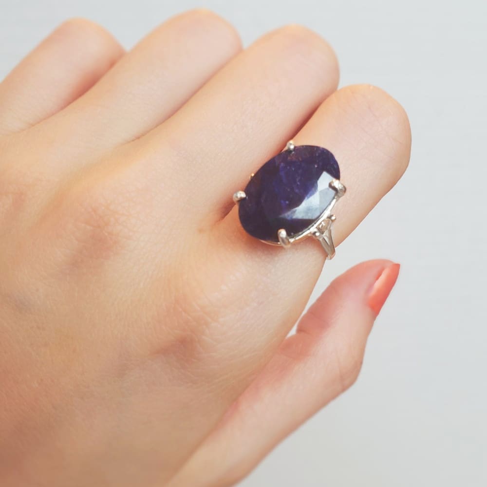 Oval Natural Sapphire Cocktail Ring Rings Handmade Handcrafted