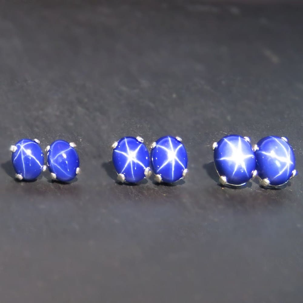 Oval Star Sapphire Stud Earrings Earrings Handmade JSL Made in USA