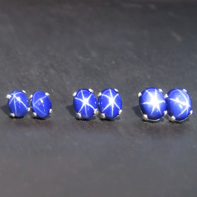 Oval Star Sapphire Stud Earrings Earrings Handmade JSL Made in USA