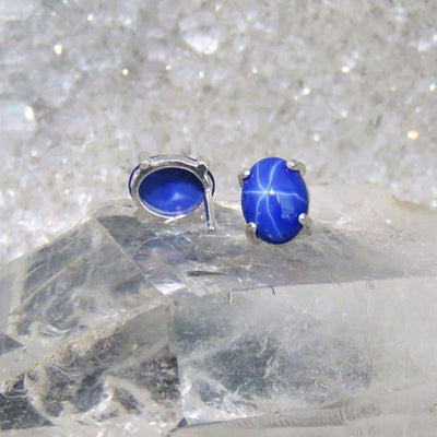 Oval Star Sapphire Stud Earrings Earrings Handmade JSL Made in USA