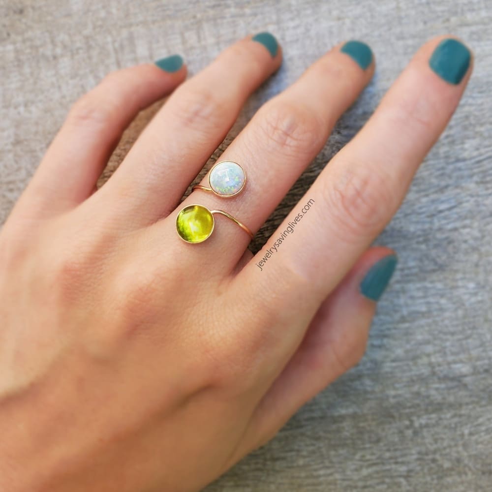Peridot and Opal Ring Rings Handmade Handcrafted
