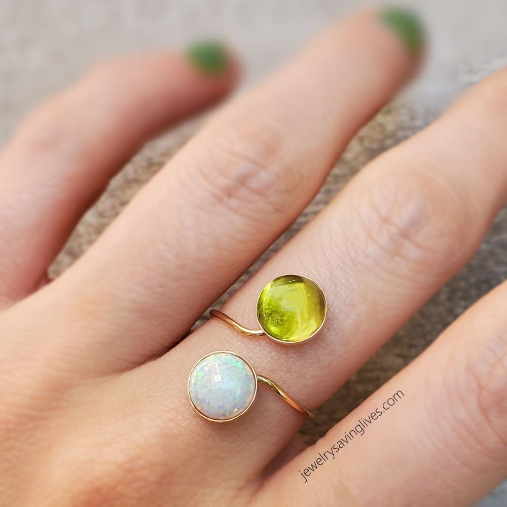 Peridot and Opal Ring Rings Handmade Handcrafted