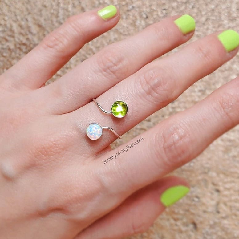 Peridot and Opal Ring (small) Rings Handmade Handcrafted