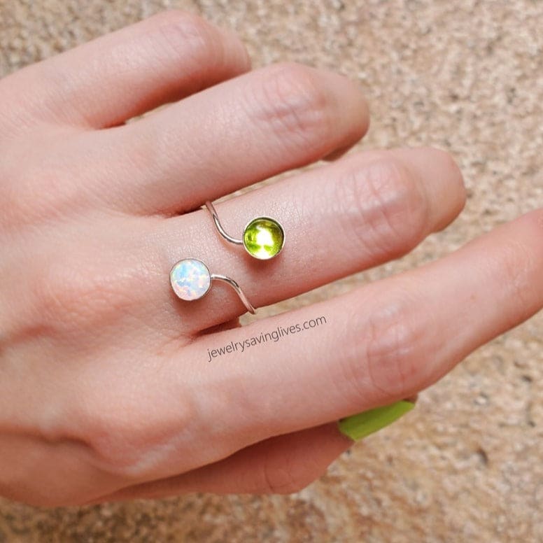 Peridot and Opal Ring (small) Rings Handmade Handcrafted