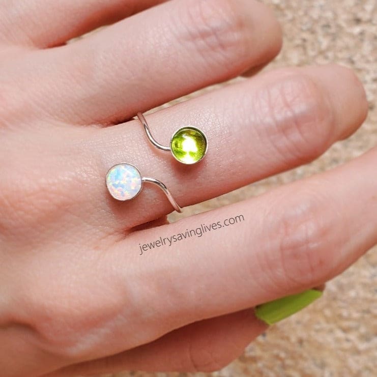 Peridot and Opal Ring (small) Rings Handmade Handcrafted