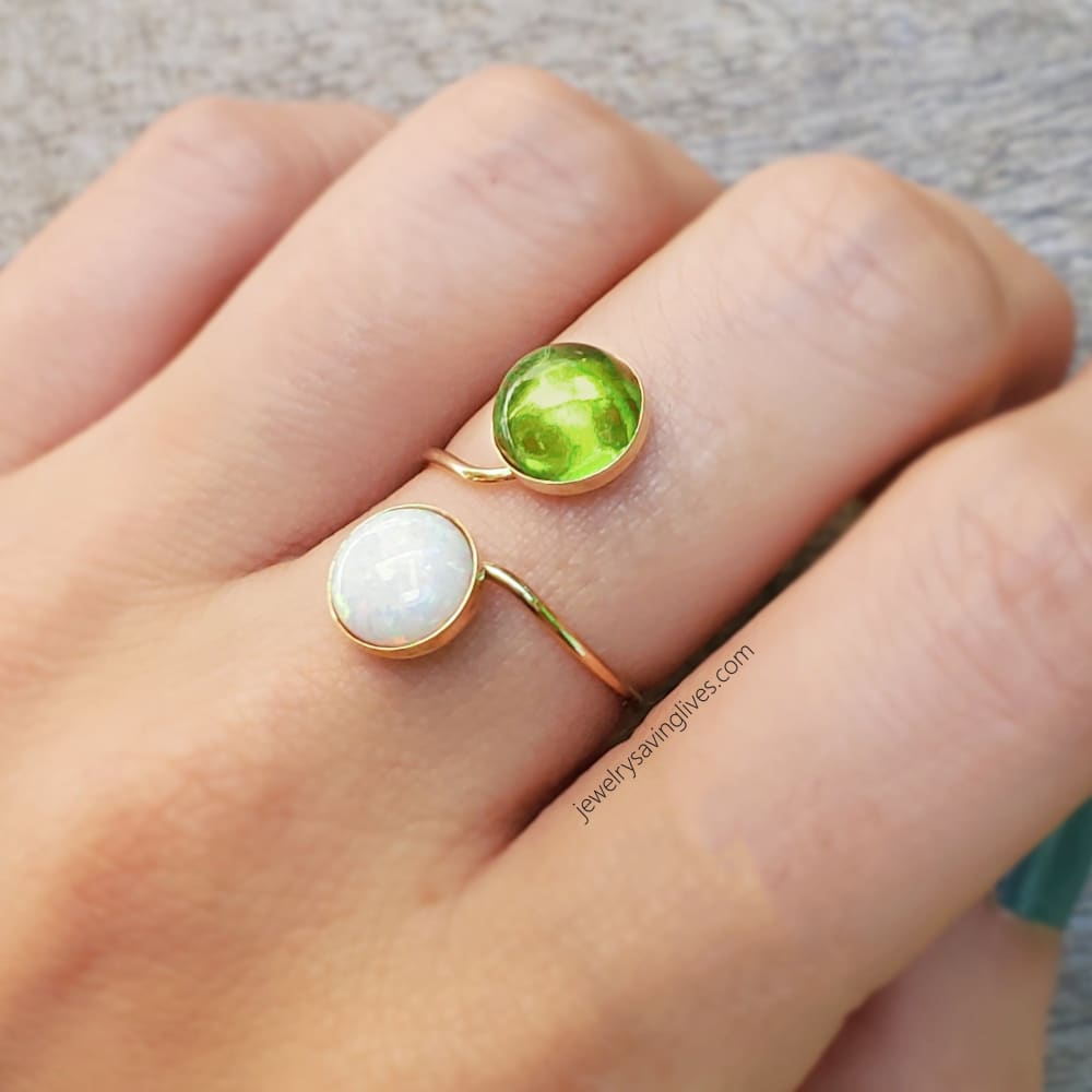 Peridot and Opal Ring Rings Handmade Handcrafted