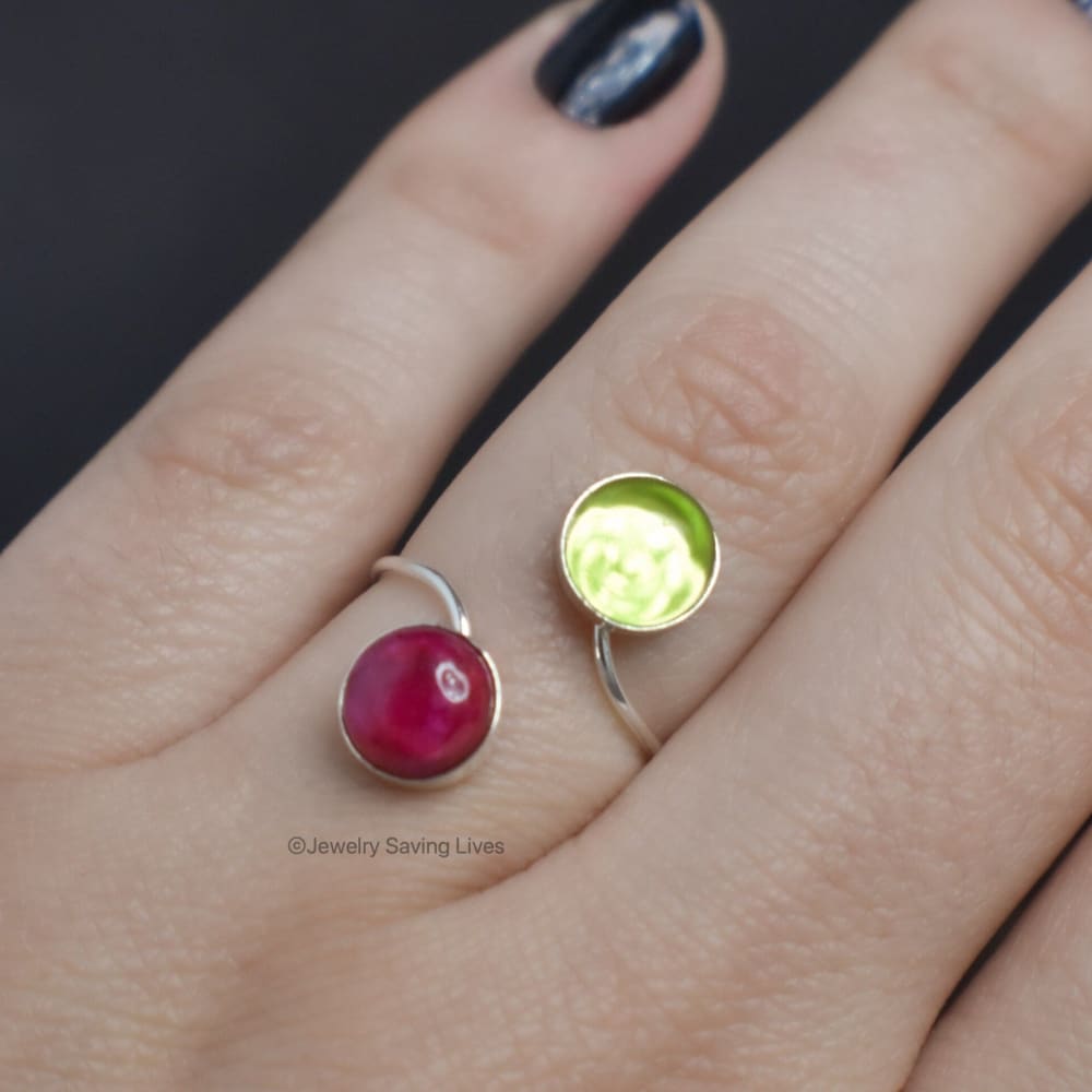 Peridot and Ruby Ring Rings Handmade JSL Made in USA