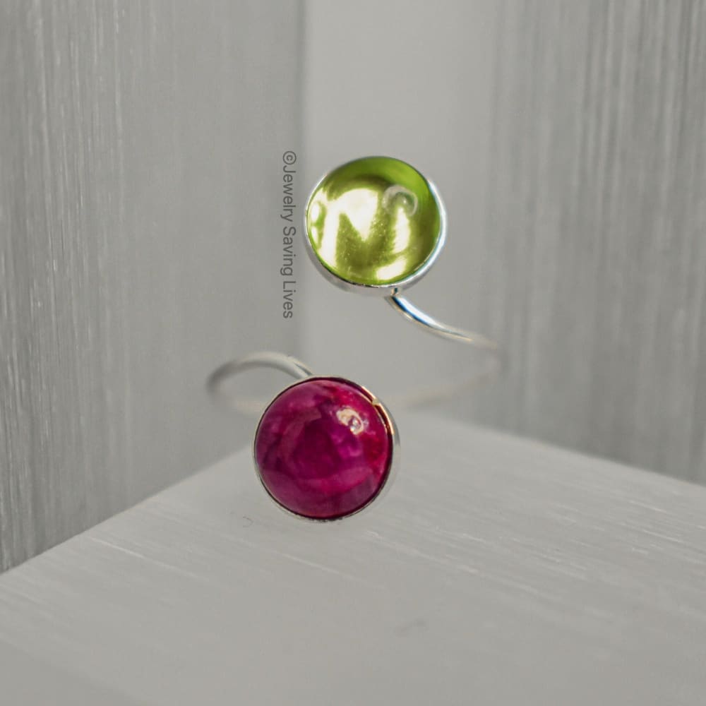 Peridot and Ruby Ring Rings Handmade Handcrafted