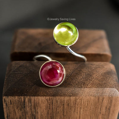 Peridot and Ruby Ring Rings Handmade JSL Made in USA